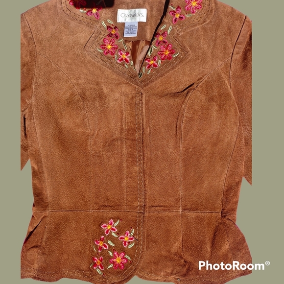 Vtg y2k 90s hippie suede embroidered jacket - Picture 9 of 12